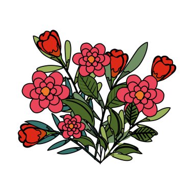 Güzel çiçekler ve yapraklar.