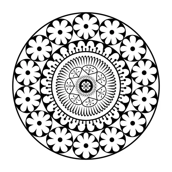 Mandala monocromo y circular — Archivo Imágenes Vectoriales