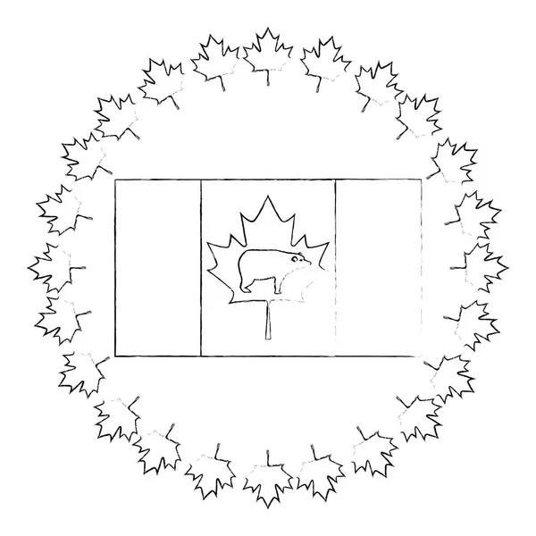 Ayı boz ayı ile Kanada bayrağı — Stok Vektör