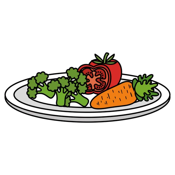 Prato com legumes comida saudável — Vetor de Stock