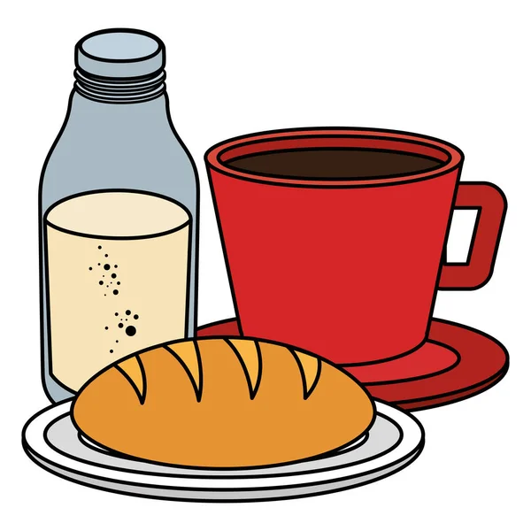 Taza de café con producto de pastelería — Vector de stock