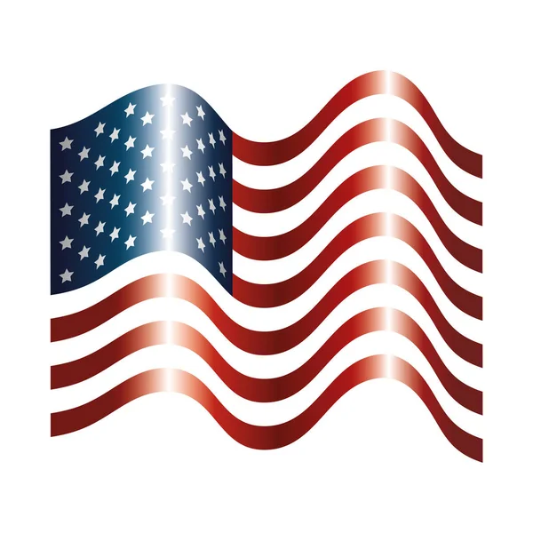 파도와 미국 국기의 미국 국기 — 스톡 벡터