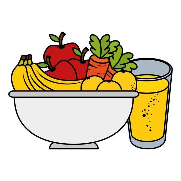 Frutas con iconos de jugo — Vector de stock