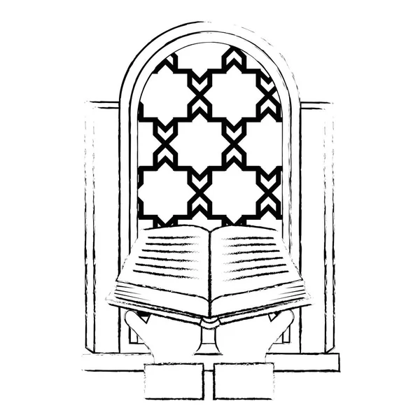 Helig bok med Temple Window religiös ikon — Stock vektor