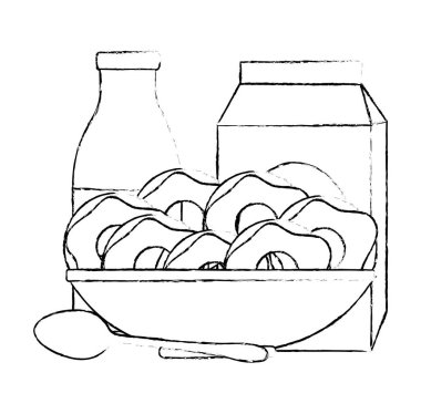 süt ile çanak tatlı çörekler