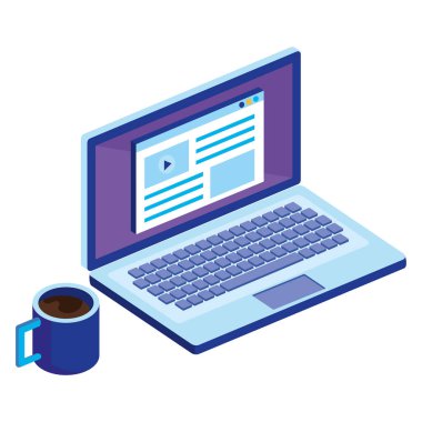 kahve bardağı ile dizüstü bilgisayar