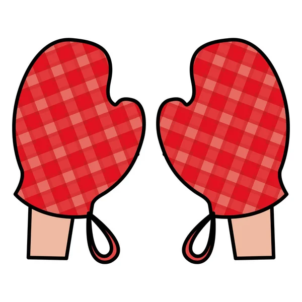 Manos con guantes cocina — Vector de stock