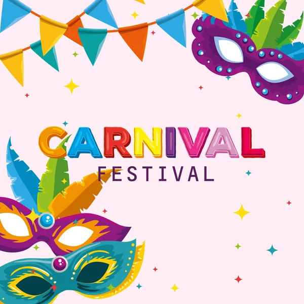 Festival fait avec des plumes décoration et bannière de fête — Image vectorielle