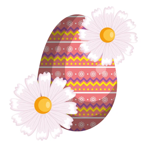 Egg paint with flowers easter decoration — Stock Vector