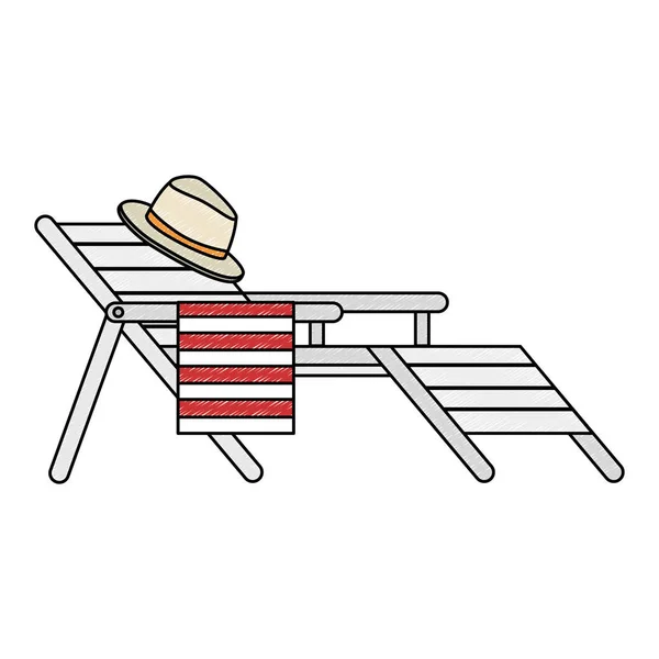 Silla de playa de madera con sombrero — Archivo Imágenes Vectoriales