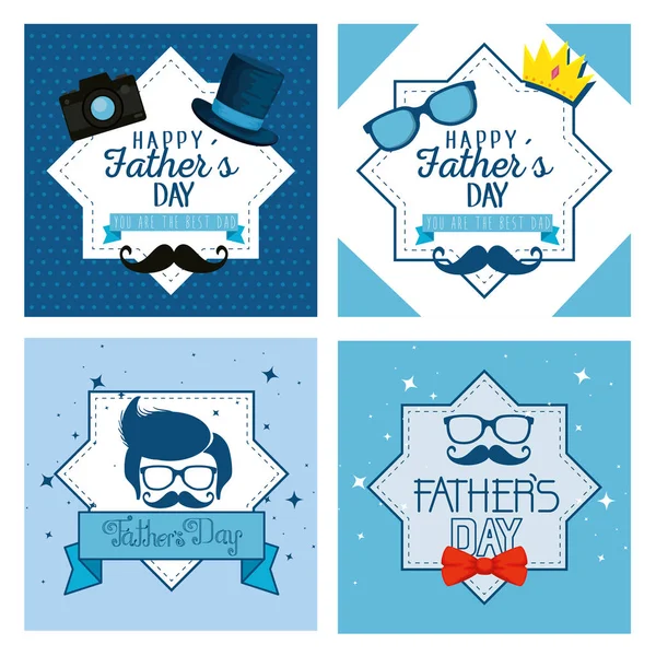 Set star label with fathers day celebration — Stock Vector