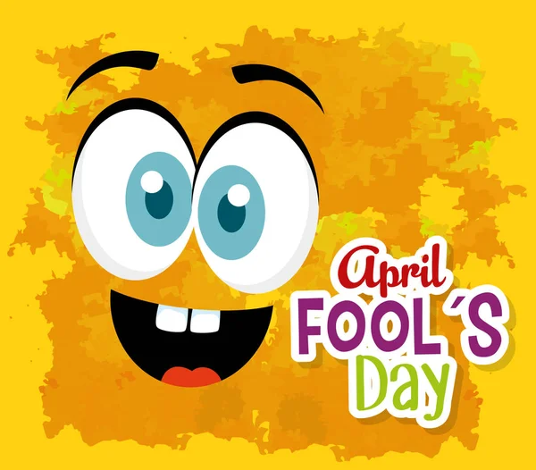 Funny face expression to fools day — Stock Vector