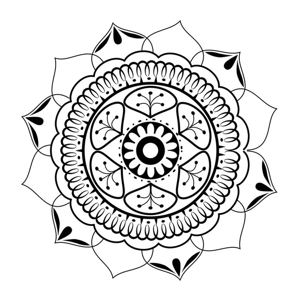 Mandala monocromo y circular — Vector de stock