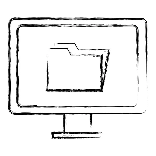 Visualizzazione computer con cartella — Vettoriale Stock