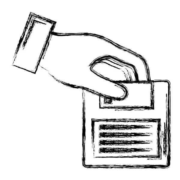 フロッピーディスクレトロアイコン付きの手 — ストックベクタ