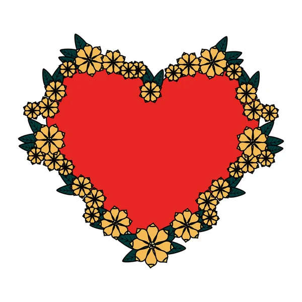 Decoración floral con forma de corazón — Vector de stock