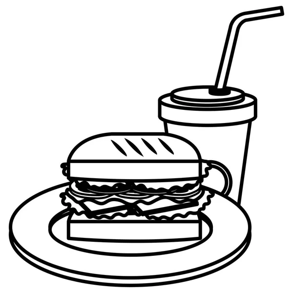 Délicieux hamburger avec soda — Image vectorielle