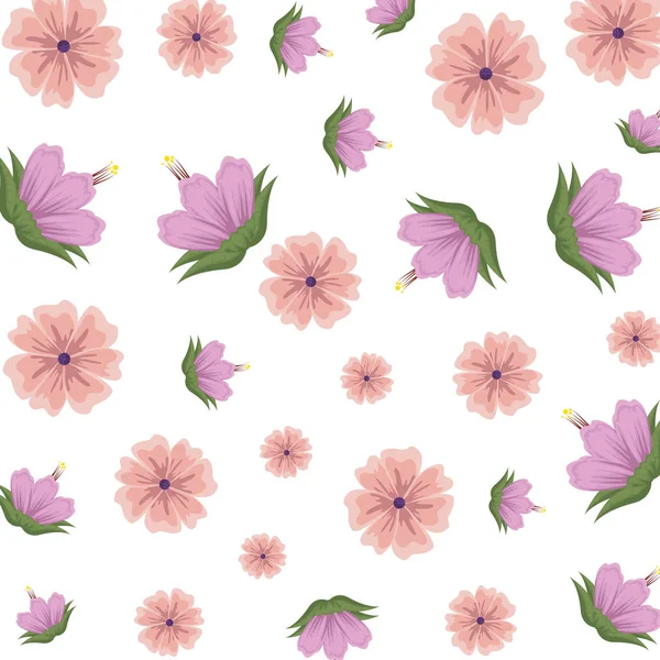 Fleurs et feuilles motif décoratif — Image vectorielle