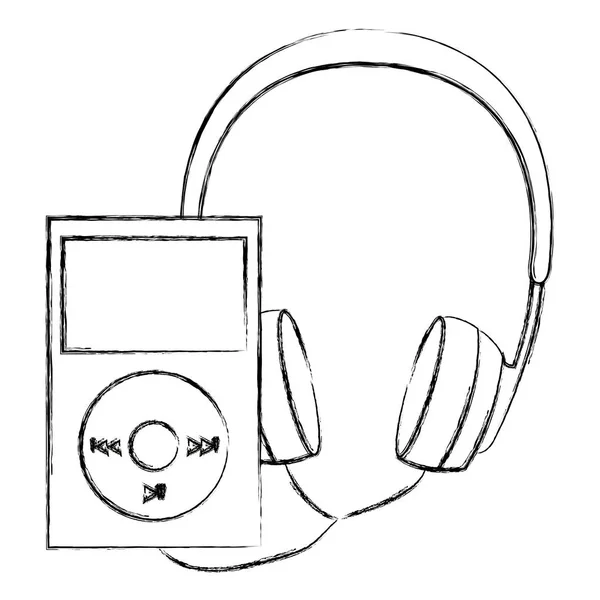 Reproductor de mp3 con auriculares dispositivo — Archivo Imágenes Vectoriales