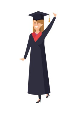 Genç bayan öğrenci kutlamayı bitirdi.