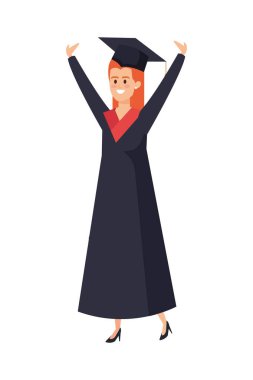 Genç bayan öğrenci kutlamayı bitirdi.