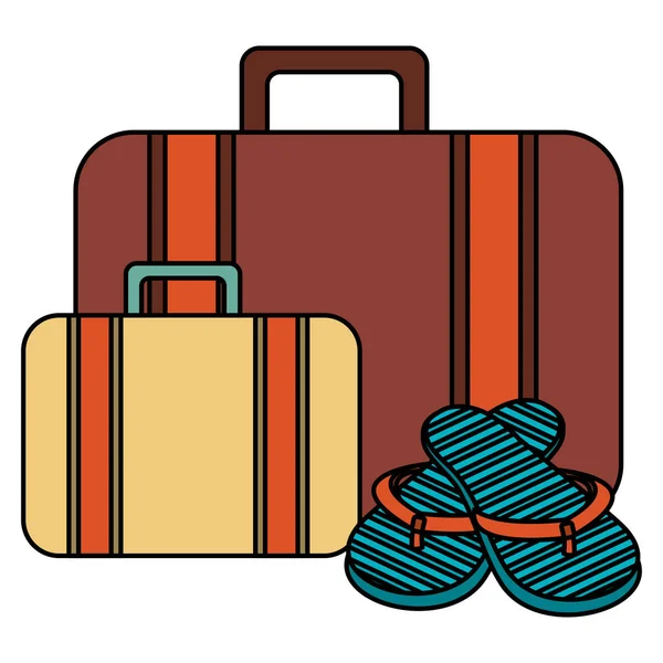 Voyage valise avec sandales — Image vectorielle