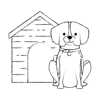 ahşap ev karakteri ile sevimli köpek ırkı