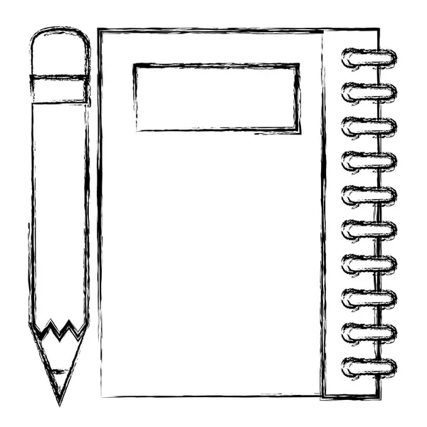 Escuela de cuaderno con lápiz — Vector de stock