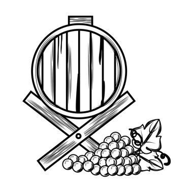 üzüm kümesi ile şarap varil