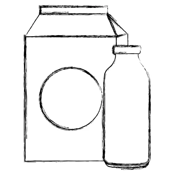 Butelka na mleko i pudełko — Wektor stockowy