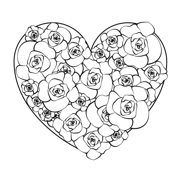 Rosas bonitas com forma de coração — Vetor de Stock