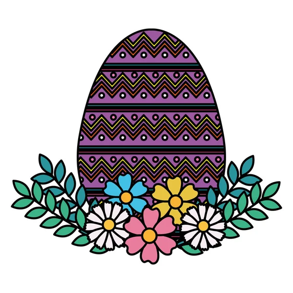 Pascua de pintura de huevo con decoración floral — Vector de stock