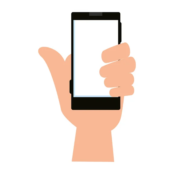 Hand mit Smartphone-Symbol — Stockvektor