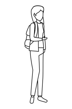 okul çantası ile mutlu genç kadın