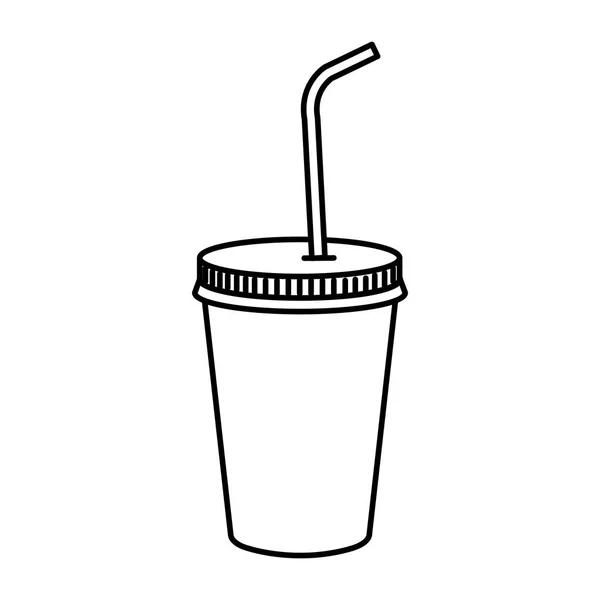 Plastmugg med halm vektor illustration — Stock vektor