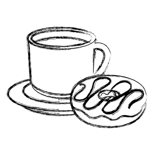 Tatlı çörek ile kahve fincanı — Stok Vektör