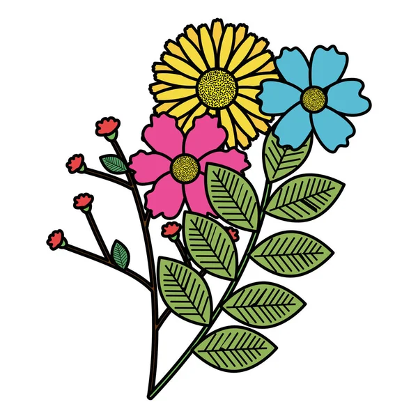 Цветы и листья садовые декоративные — стоковый вектор