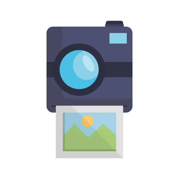 Photographic camera with picture snapshot — Stock Vector