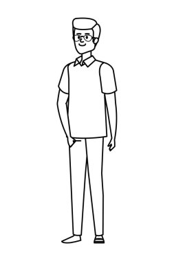 Gözlük avatar karakter ile genç adam