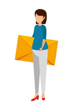 Mektupları taşıyan genç bir kadın.