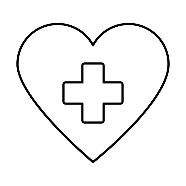 Corazón médico con icono de cruz — Archivo Imágenes Vectoriales