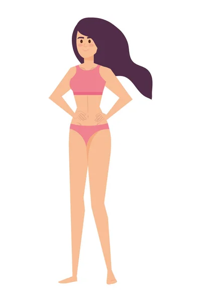 Menina bonita com personagem avatar swimsut — Vetor de Stock