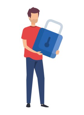 Genç adam asma kilit karakteri kaldırıyor