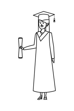 Genç bayan öğrenci diplomayla mezun oldu.