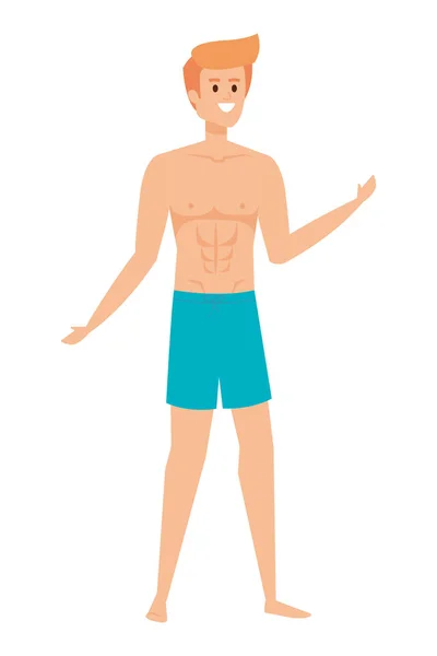Jeune homme avec maillot de bain avatar personnage — Image vectorielle