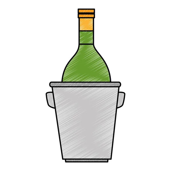 Anggur botol dalam ember - Stok Vektor