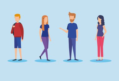 genç karakter grubu vektör illüstrasyon tasarım vektör illüstratör