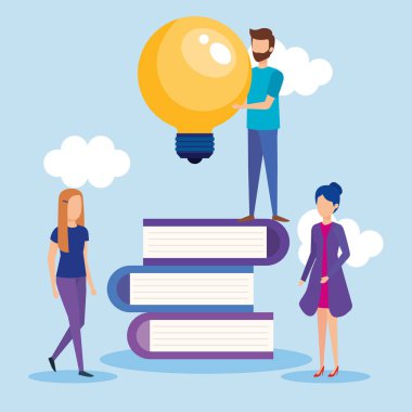 ampul ışık fikir vektör illüstrasyon tasarım vektör illüstratör ile mini insanlar