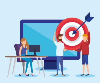 bilgisayar vektör illüstrasyon ile mini insanlar