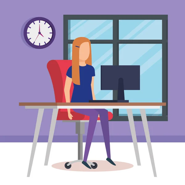 Woman working in the office vector illustration — 스톡 벡터